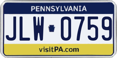 PA license plate JLW0759