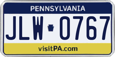 PA license plate JLW0767
