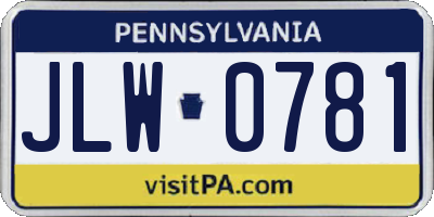 PA license plate JLW0781