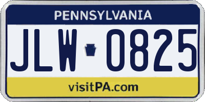 PA license plate JLW0825