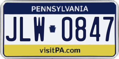 PA license plate JLW0847