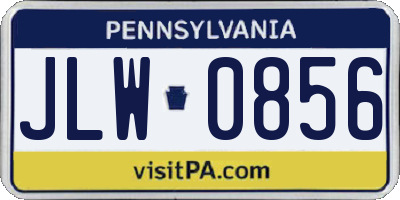 PA license plate JLW0856