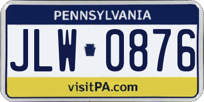 PA license plate JLW0876