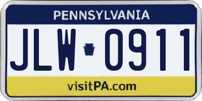 PA license plate JLW0911