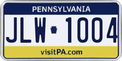 PA license plate JLW1004