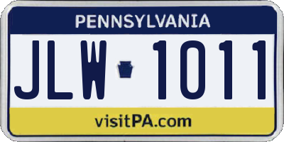 PA license plate JLW1011