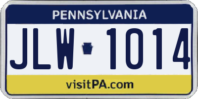 PA license plate JLW1014