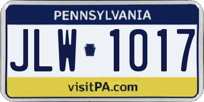 PA license plate JLW1017