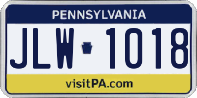 PA license plate JLW1018