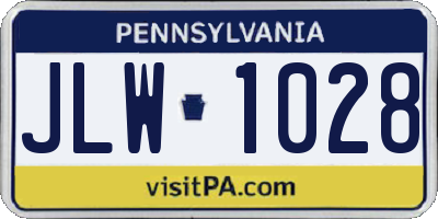 PA license plate JLW1028