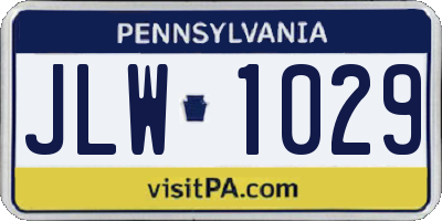 PA license plate JLW1029