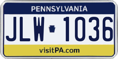 PA license plate JLW1036
