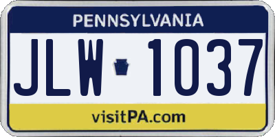 PA license plate JLW1037