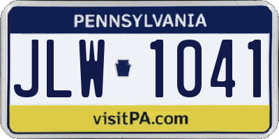 PA license plate JLW1041