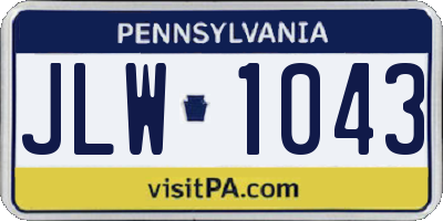 PA license plate JLW1043