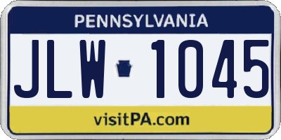 PA license plate JLW1045