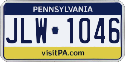PA license plate JLW1046