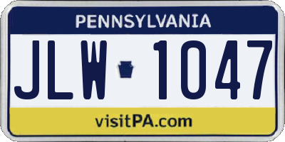 PA license plate JLW1047