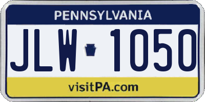 PA license plate JLW1050