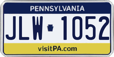 PA license plate JLW1052