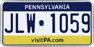 PA license plate JLW1059