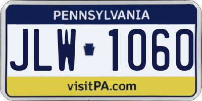 PA license plate JLW1060