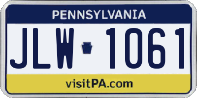 PA license plate JLW1061