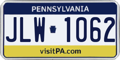 PA license plate JLW1062