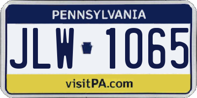 PA license plate JLW1065