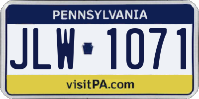 PA license plate JLW1071