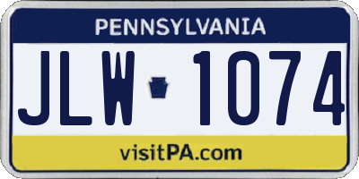 PA license plate JLW1074