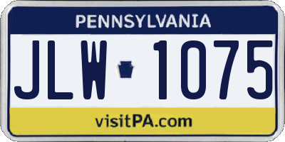 PA license plate JLW1075