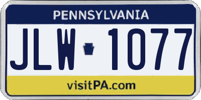 PA license plate JLW1077