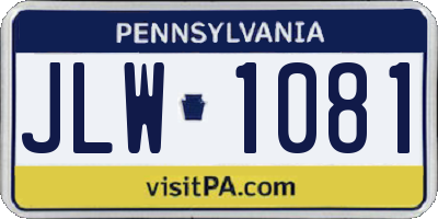 PA license plate JLW1081