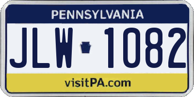 PA license plate JLW1082