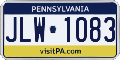 PA license plate JLW1083