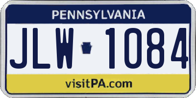PA license plate JLW1084
