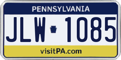 PA license plate JLW1085