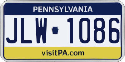 PA license plate JLW1086