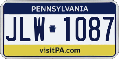 PA license plate JLW1087