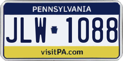 PA license plate JLW1088