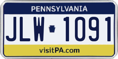 PA license plate JLW1091