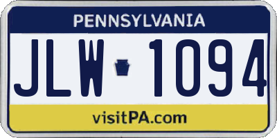 PA license plate JLW1094