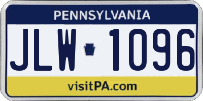 PA license plate JLW1096