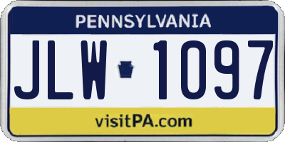 PA license plate JLW1097