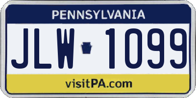 PA license plate JLW1099