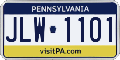 PA license plate JLW1101