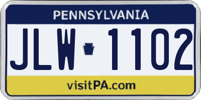 PA license plate JLW1102