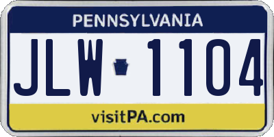 PA license plate JLW1104