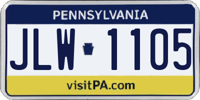 PA license plate JLW1105